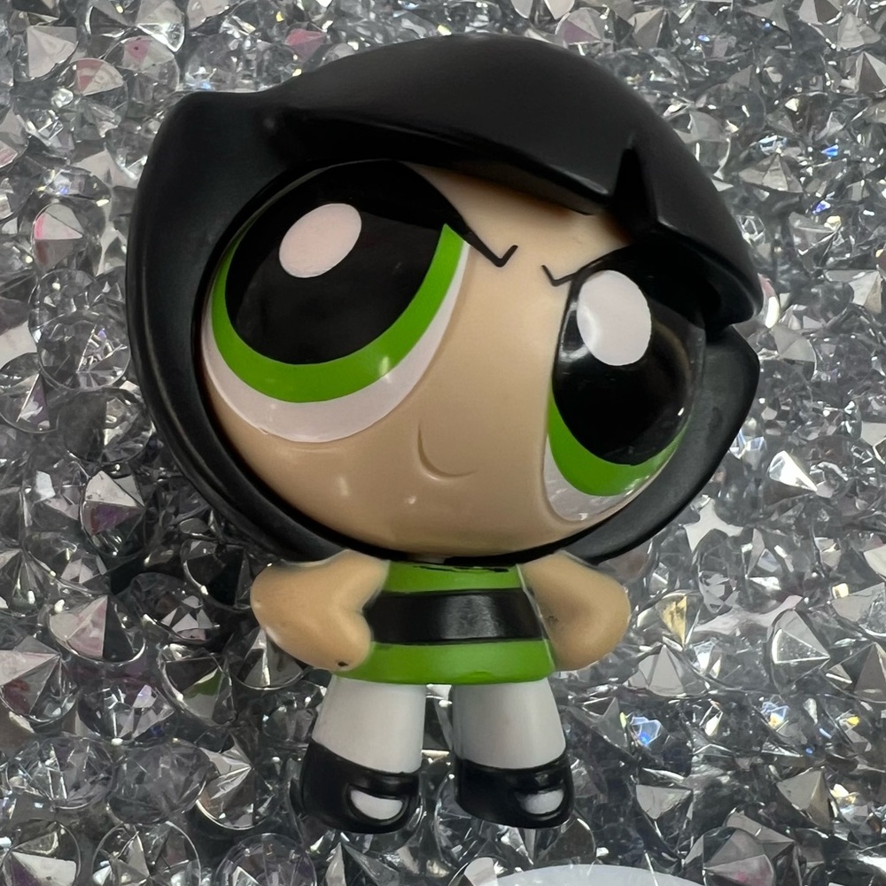 Cartoon Network power puff girls Black Figure with Neon Green Skull Accent